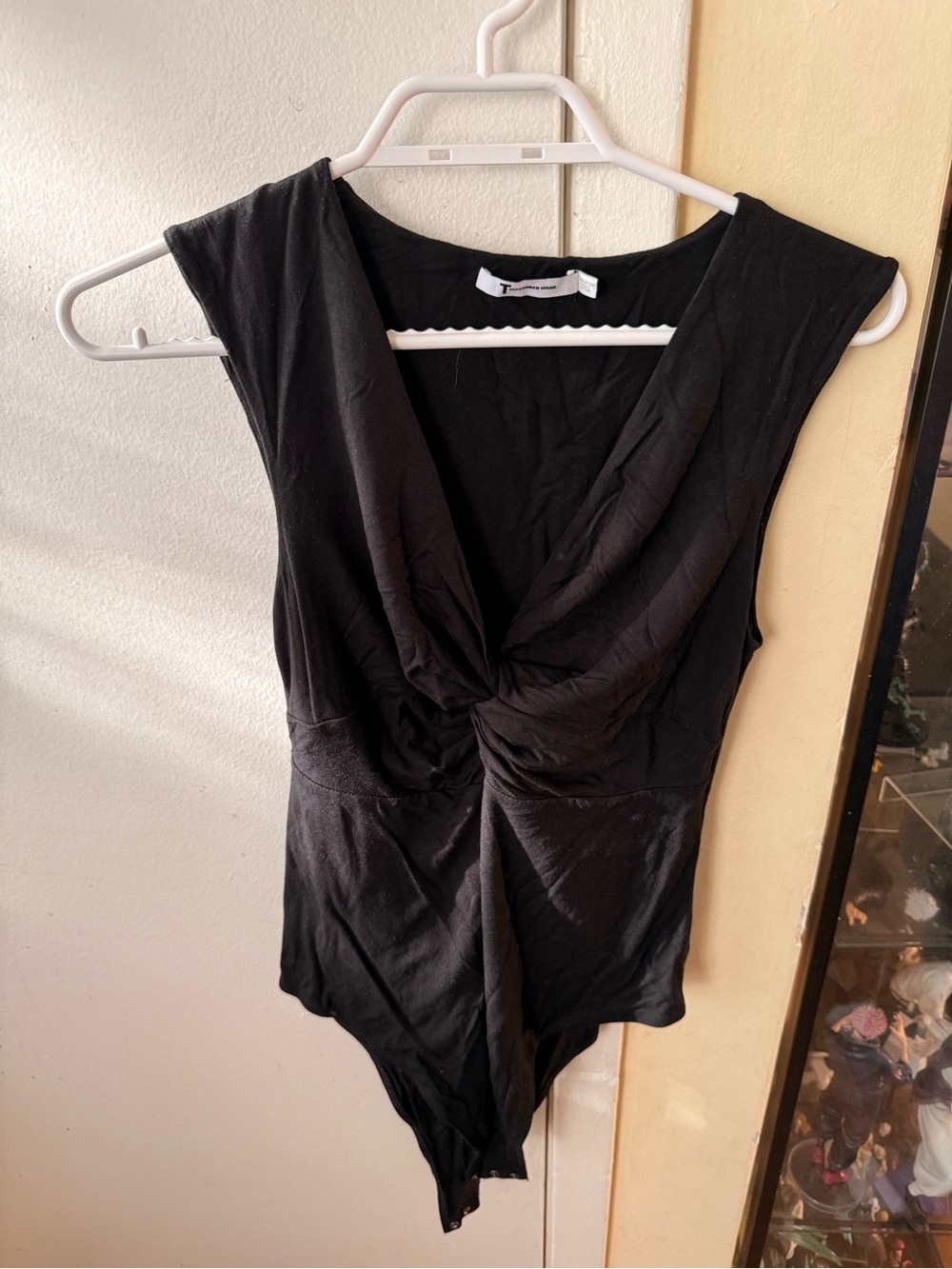 Alexander Wang Black Twist-Front Sleeveless Bodysuit